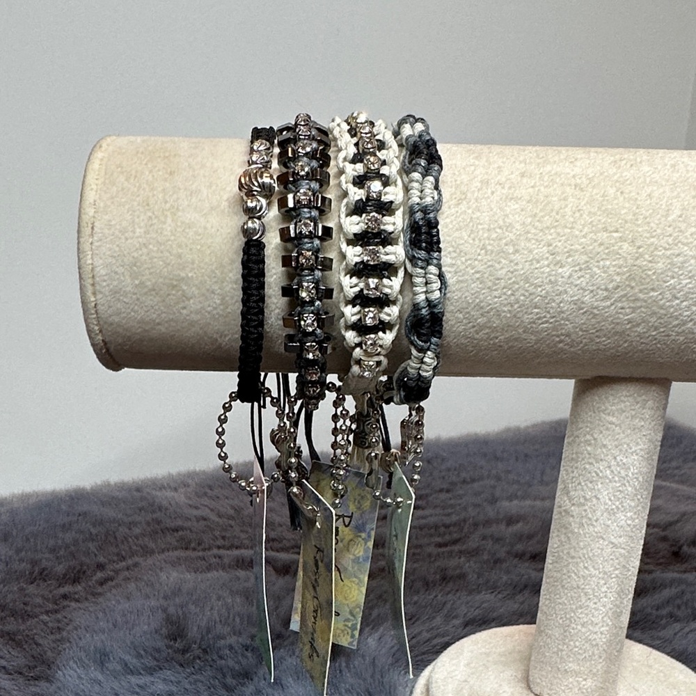 NWT - Elegant Black and Silver Bracelet Set with Swarovski crystals